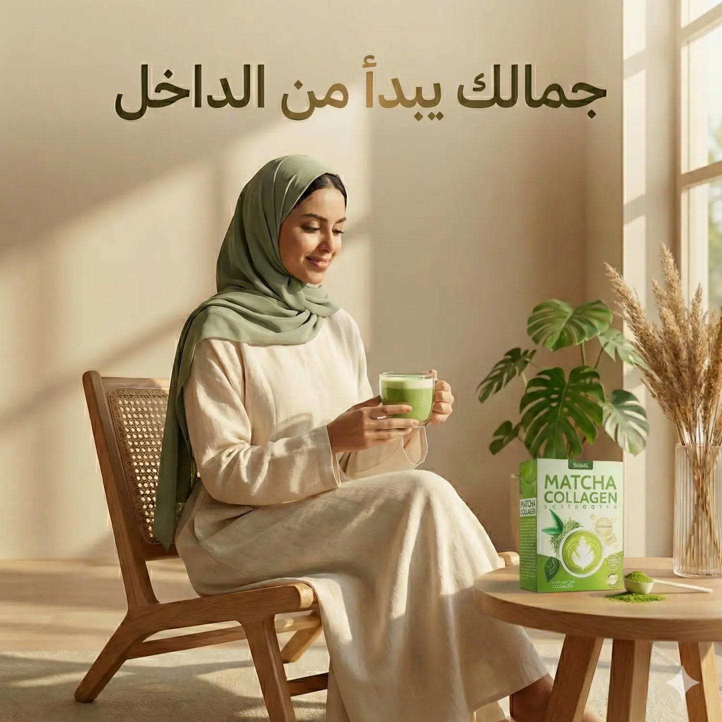 مسحوق الماتشا بالكولاجين – جمالك يبدا من الداخل ✨