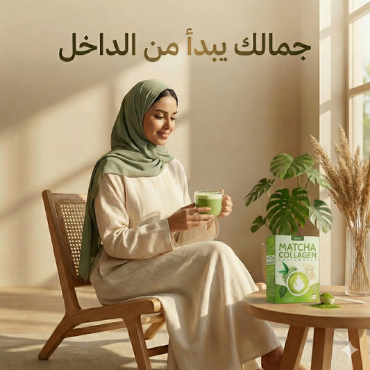 مسحوق الماتشا بالكولاجين – جمالك يبدا من الداخل ✨